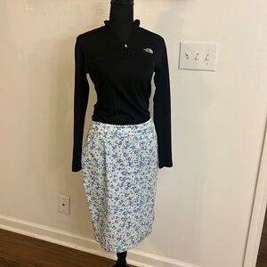 Saks Fifth Avenue Floral Folio Cotton and Spandex Midi Skirt, Sz. 8.